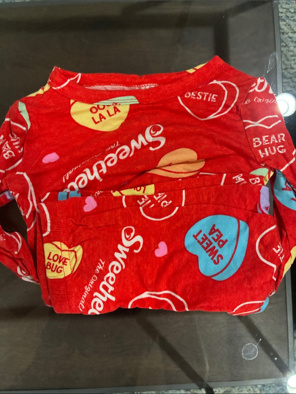 Red Conversation Heart Pajama Set
